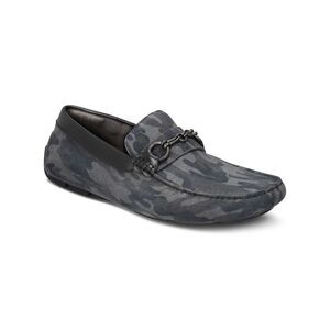 KENNETH COLE Mens Black Camo Gray Bit Topstitch Theme Slip On Leather Loafers 13